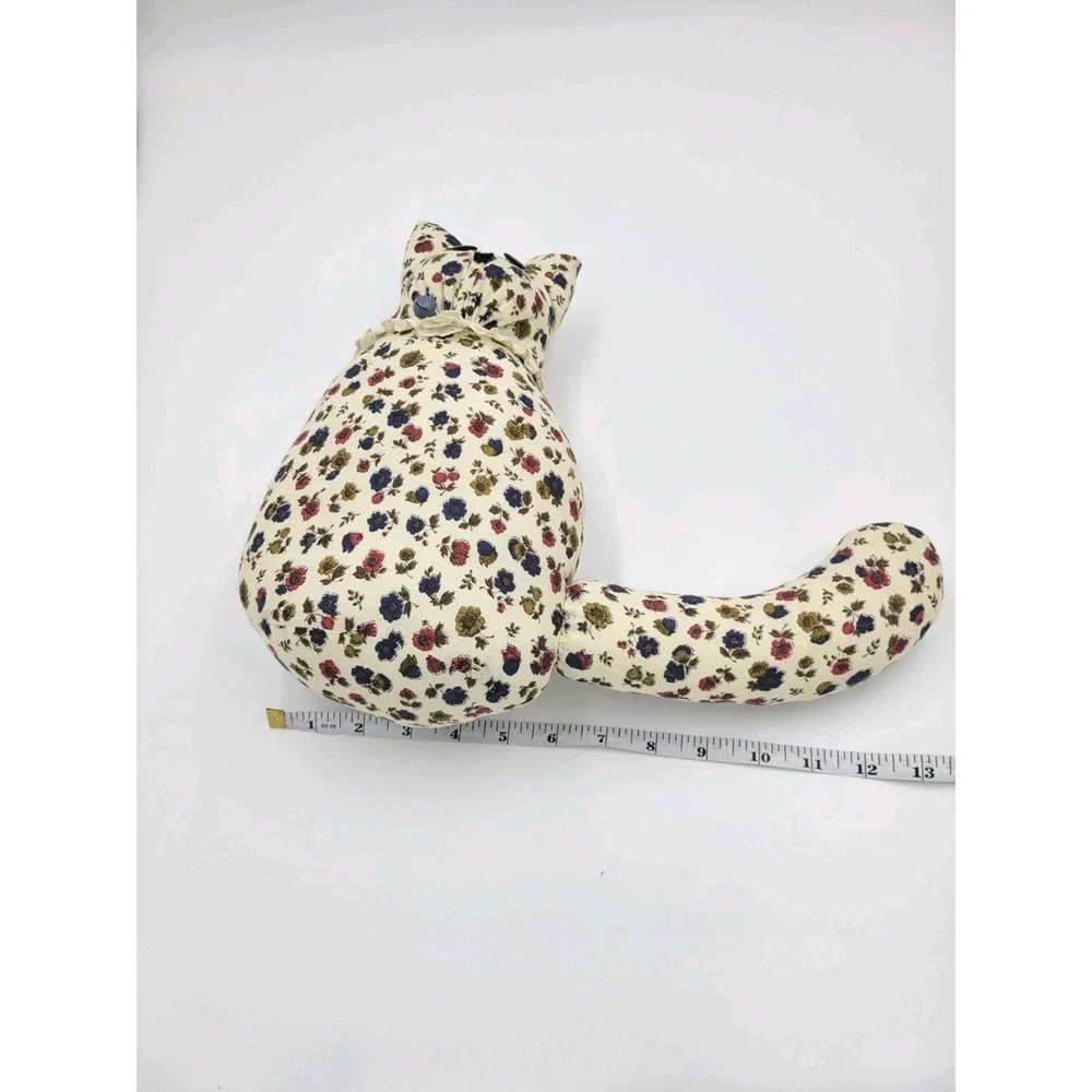 Vintage Handmade Stuffed Folklore Primitive‎ Cat Button Eyes Bell Collar